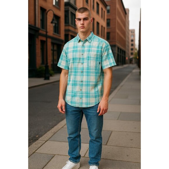 Columbia Mens Multicolor Plaid Short Sleeve Button Down Shirt Size Small - Picture 1 of 4